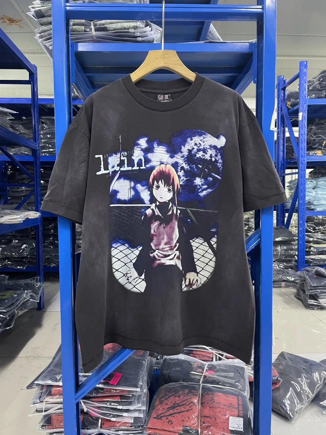 In stock ST412 style washed gray P146 Saint Michael 25SS "serial expOriments" Lain comics jointly washed and aged T size S-M-L-XL
